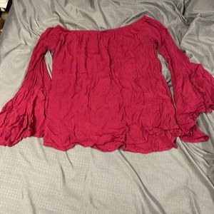 H&M , Size L Red Off- Shoulder , flared sleeves